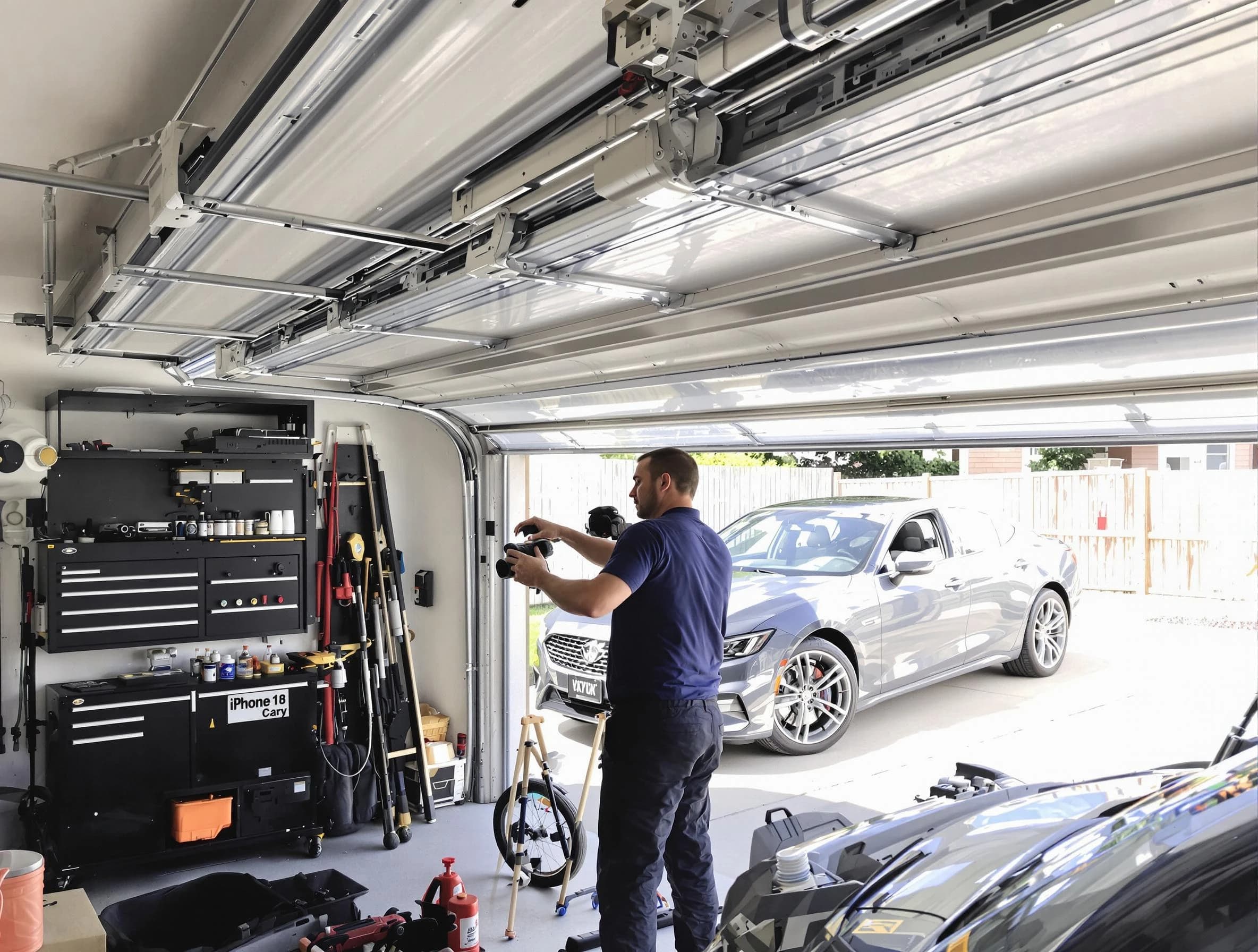 Brentwood Garage Door Repair technician fixing noisy garage door in Brentwood