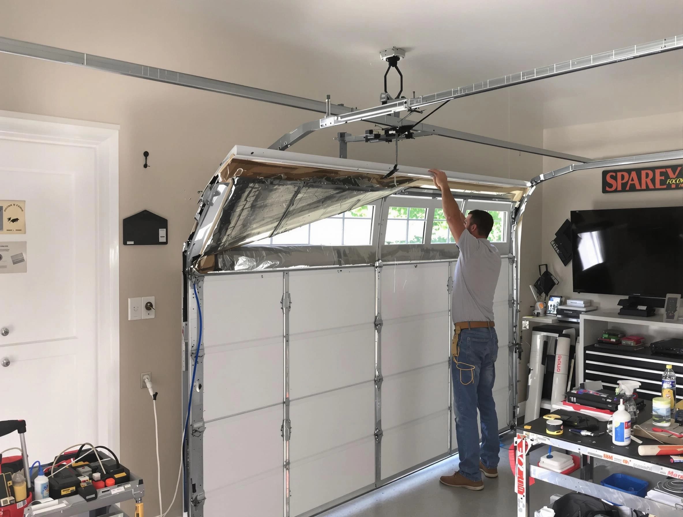 Garage door section replacement by Brentwood Garage Door Repair in Brentwood